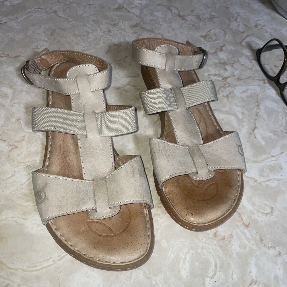 Born Gladiator White Leather Sandal Shoe 8M